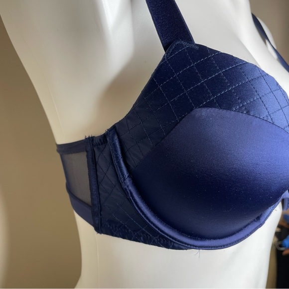 Victoria's Secret Very Sexy Push-up Deep Blue Satin Quilted Bra 36B - Picture 6 of 7